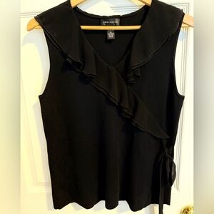 Calvin Klein Black Sleeveless Ruffle Blouse